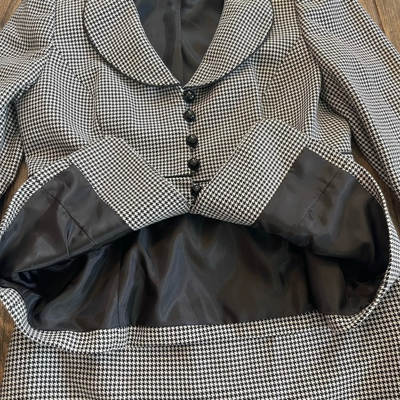 VTG Nine West Workwear 6 Two-Piece Suit Houndstooth Black & White Academia - Picture 9 of 16